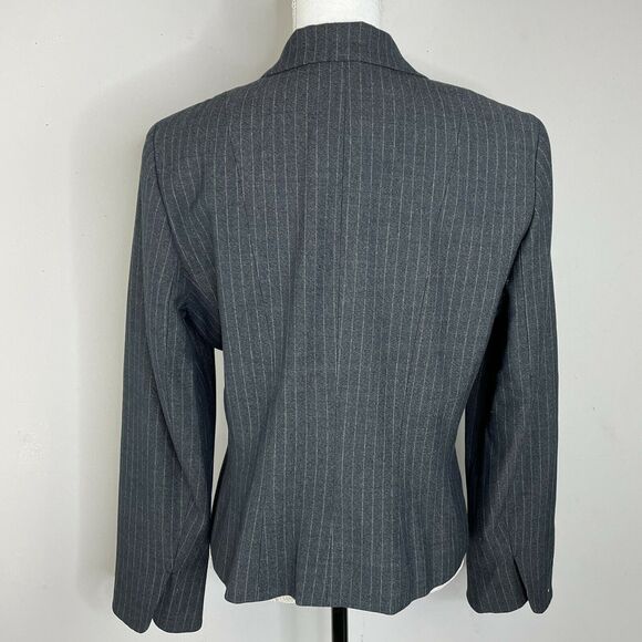 Signature by Larry Levine Gray White Stripe Blazer Pant Suit Set Size 10 - Picture 6 of 10